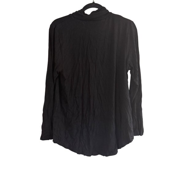 JM Collection Black Long Sleeve Stretch Top L New - Picture 3 of 3